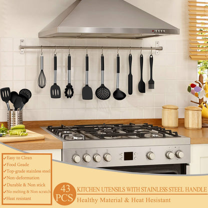 Silicone cooking tool set, chef 43 pieces heat-resistant kitchen tools