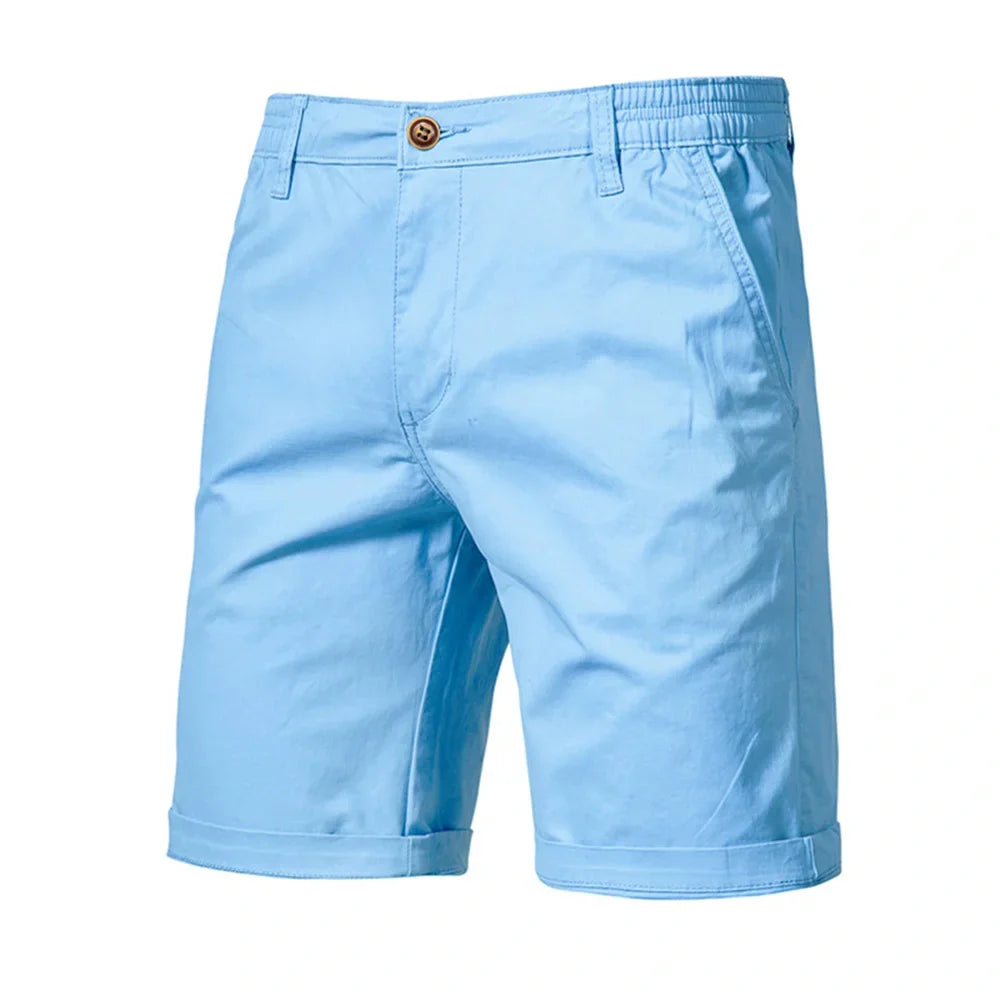 🔥Last Day Promotion🔥Summer 100% Cotton Solid Shorts Men High Quality Casual Business Social Elastic Waist Men Shorts