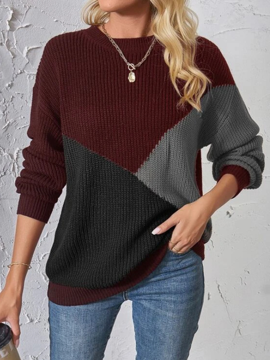 Color Block Drop Shoulder Sweater