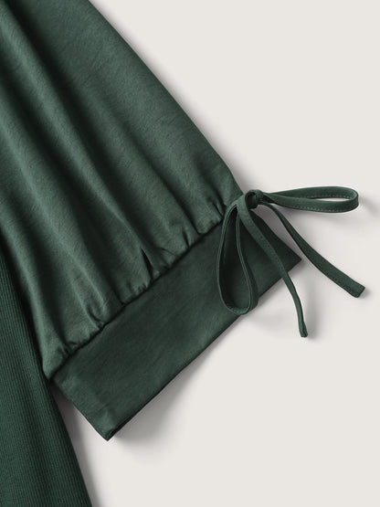 Sleeve Tie Plain Knit Solid Top