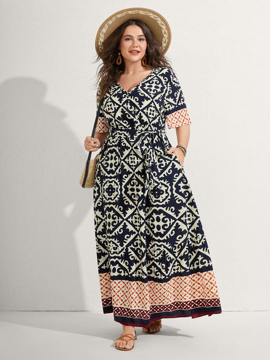 Boho Print Side Tie Maxi Dress