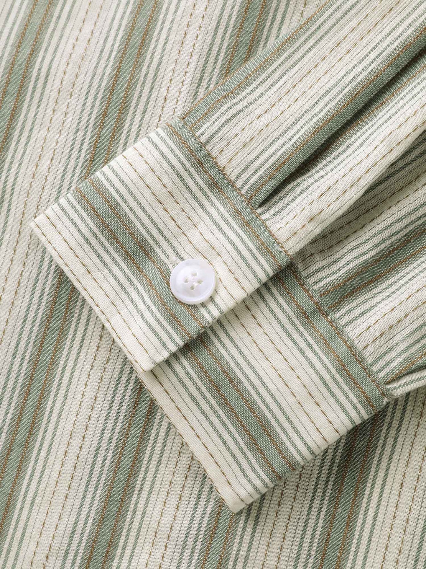 Cotton Stripes Pocket Button-Down Shirt