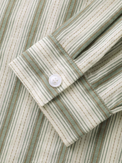 Cotton Stripes Pocket Button-Down Shirt
