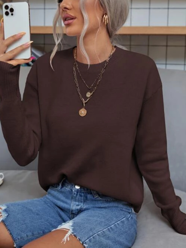 Solid Drop Shoulder Sweater