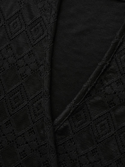 Geometric Lace Back Cut-Out T-Shirt