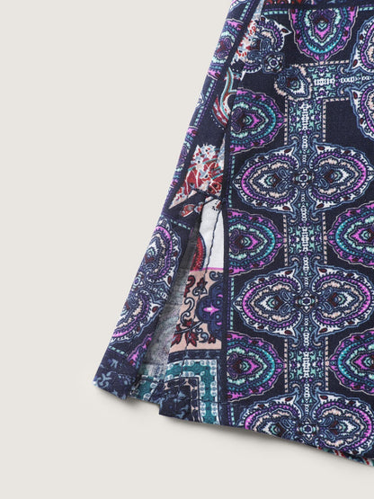 Rayon Floral Contrast Collage Tank Top