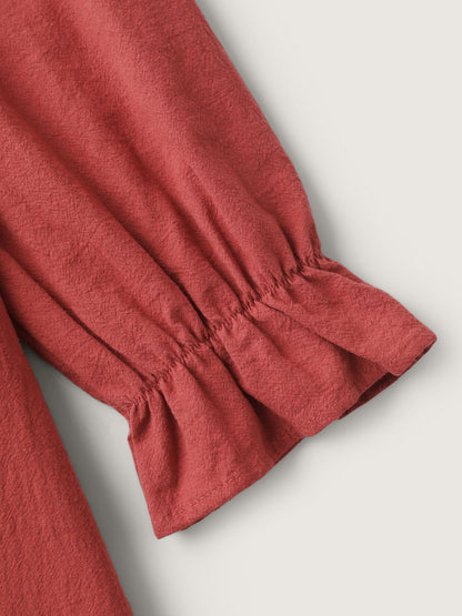 Pure Cotton Pleated Pockets Midi Dress