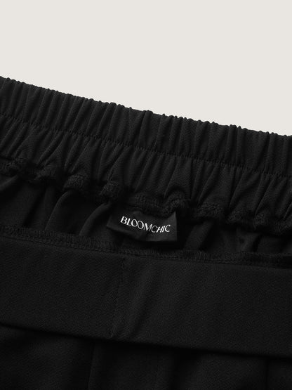 Split Curvy Hem Straight-Leg Pants