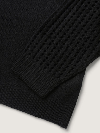 Jacquard Cut-Out Solid Pullover