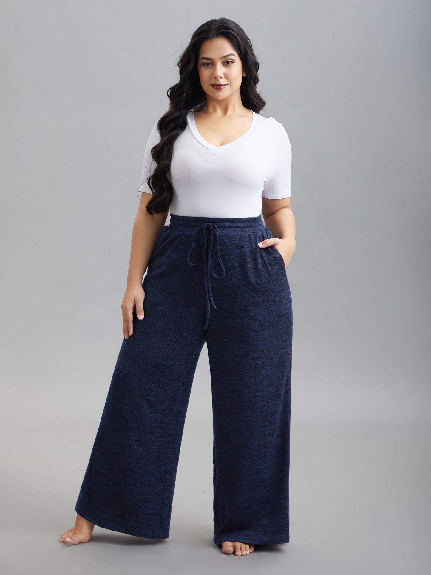 Heather Drawstring Loose Lounge Bottoms
