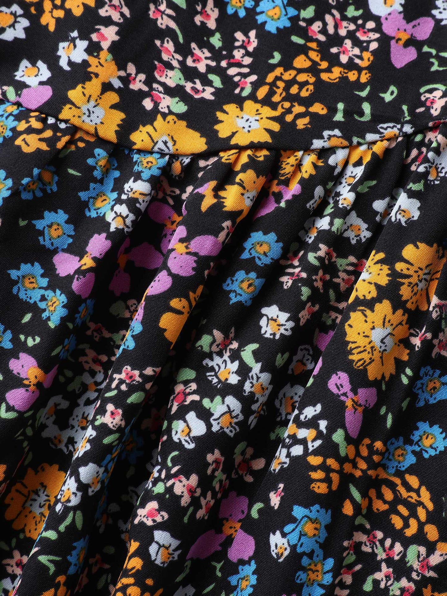 Floral Print Deep V-Neck Midi Dress