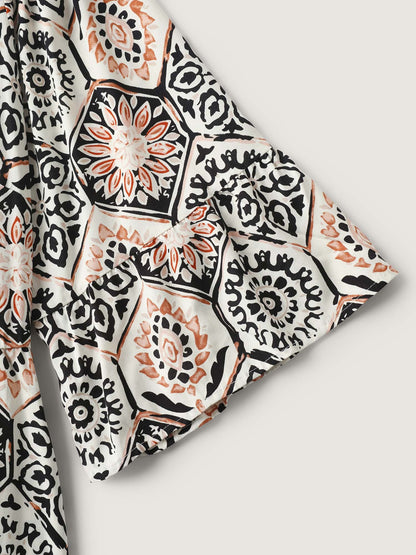 Ornate Print Neck-Tie Maxi Dress