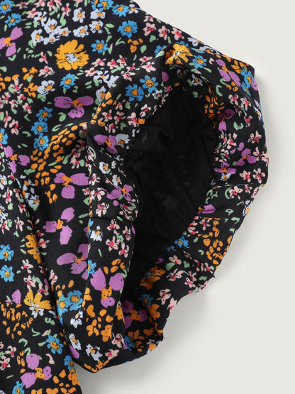 Floral Print Deep V-Neck Midi Dress