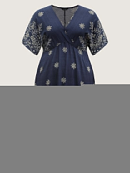 Surplice Neck Split Side Pockets Midi Dress