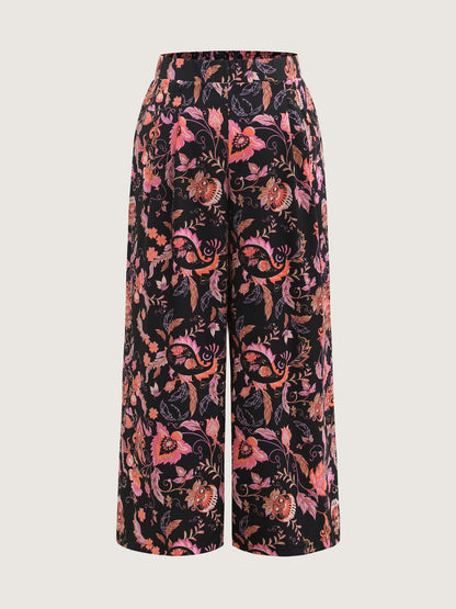 Paisley Print Wide-Leg Pants