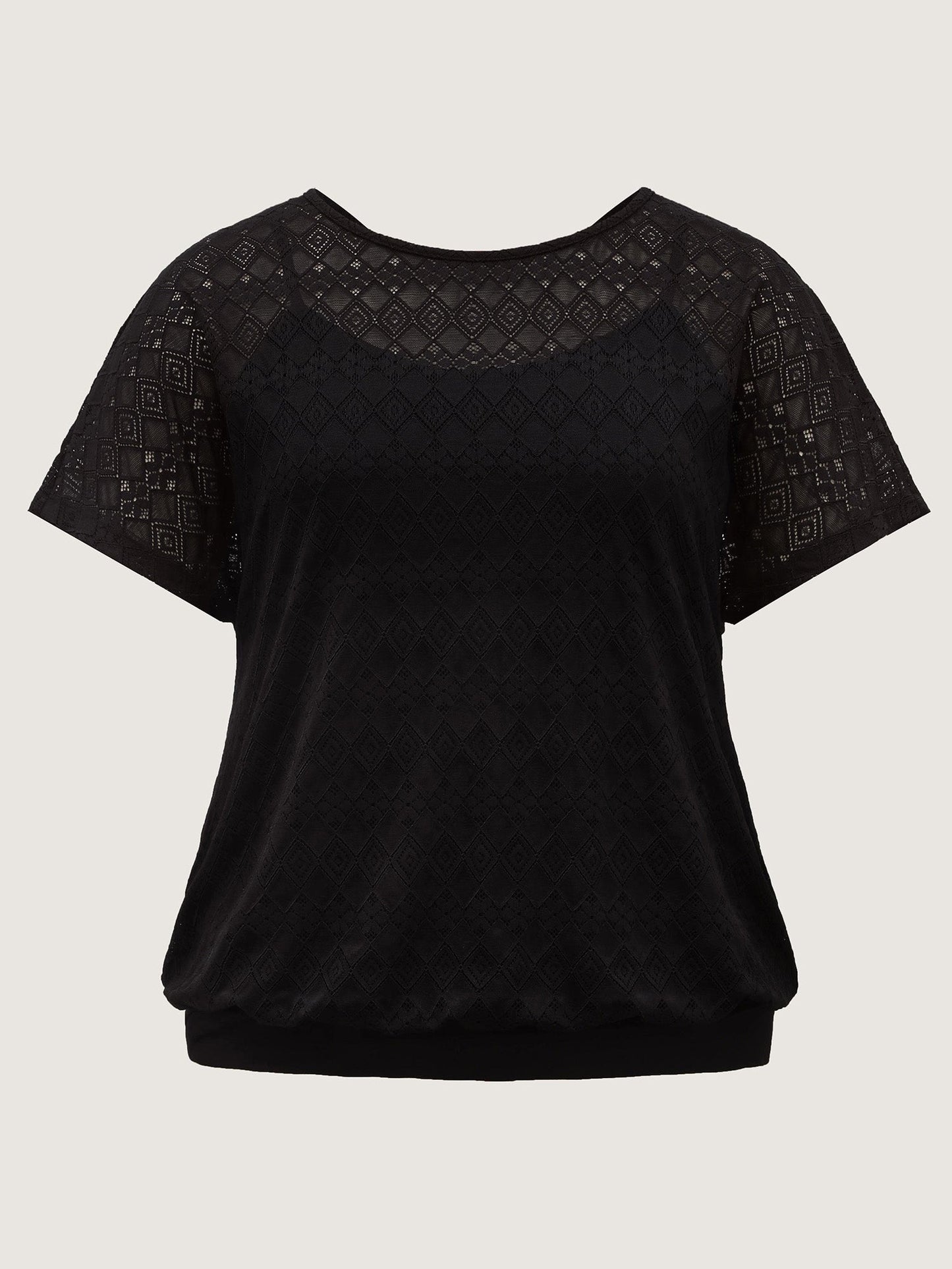 Geometric Lace Back Cut-Out T-Shirt