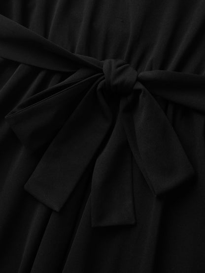 Super Stretchy Overlap Waist Midi Dress