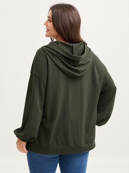 Textured Solid Pocket Zipper Hoodie