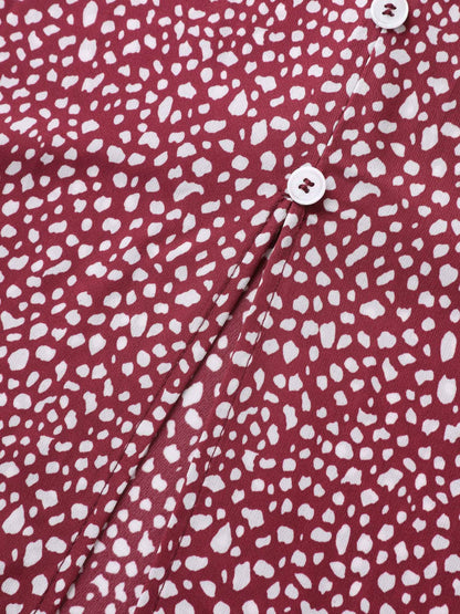 Polka Dots Button Front Midi Dress
