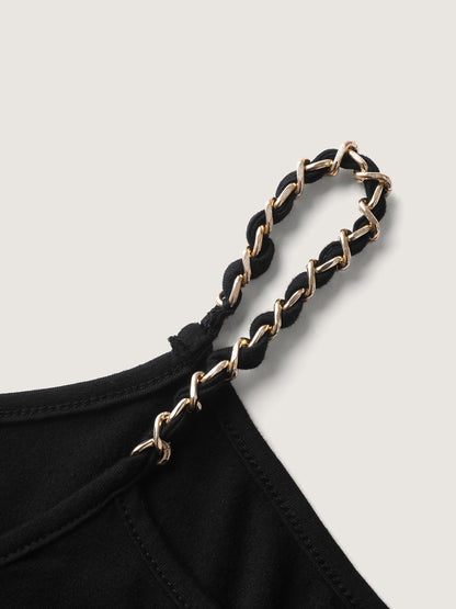 Off-Shoulder Metallic Detail Flowy T-Shirt