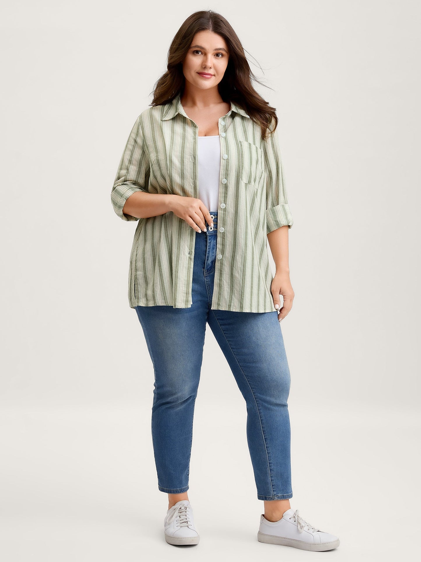 Cotton Stripes Pocket Button-Down Shirt