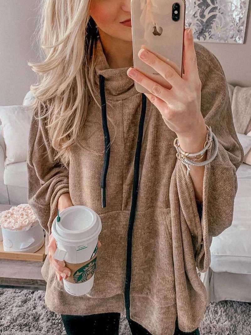 High Collar Autumn Long Sleeve Irregular Tops