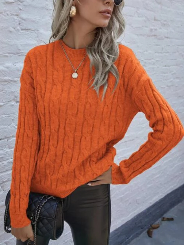 Cable Knit Drop Shoulder Sweater