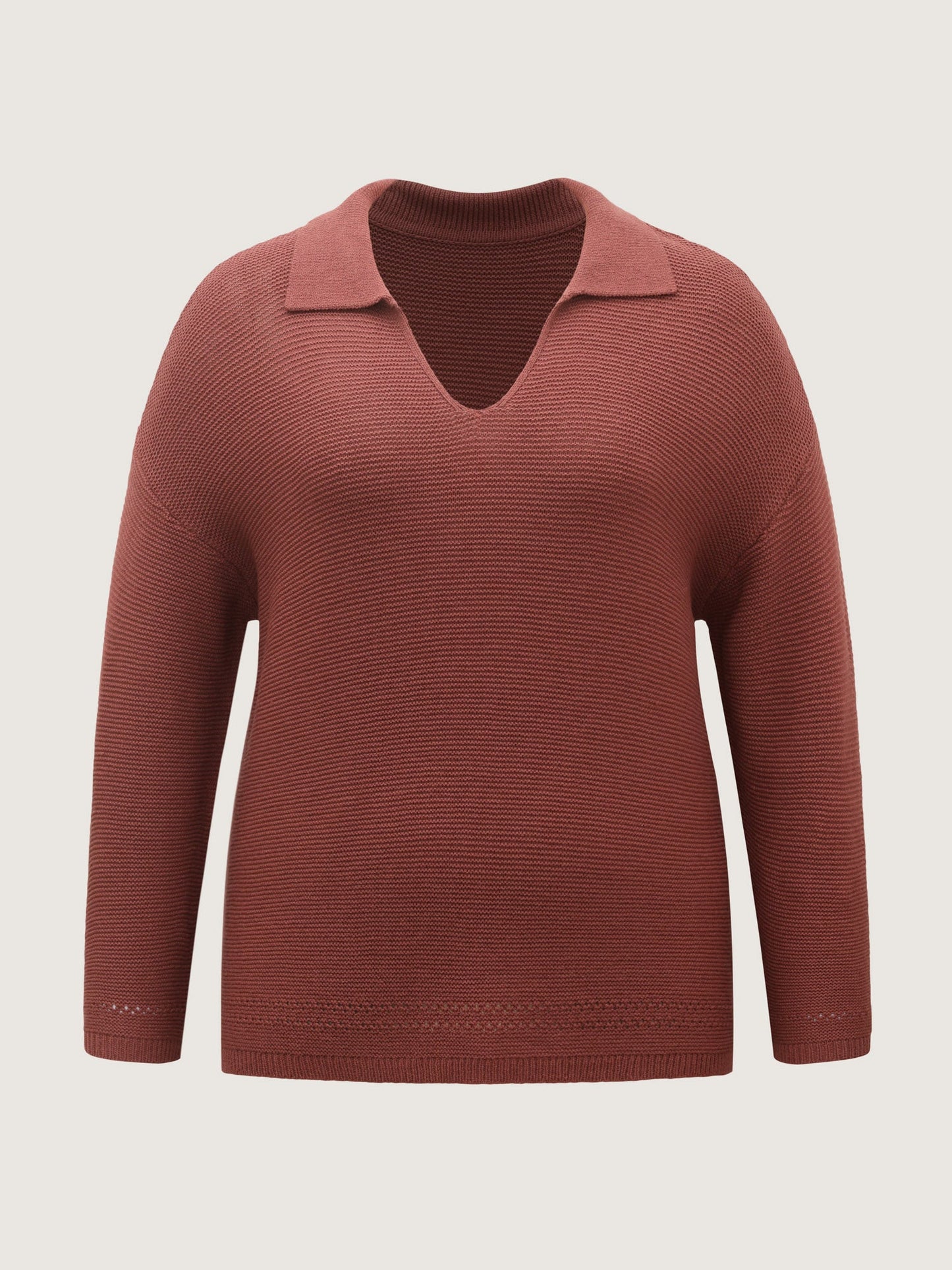 Polo Collar Textured Solid Pullover