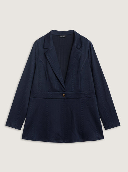 Textured Waist-Defining Solid Blazer