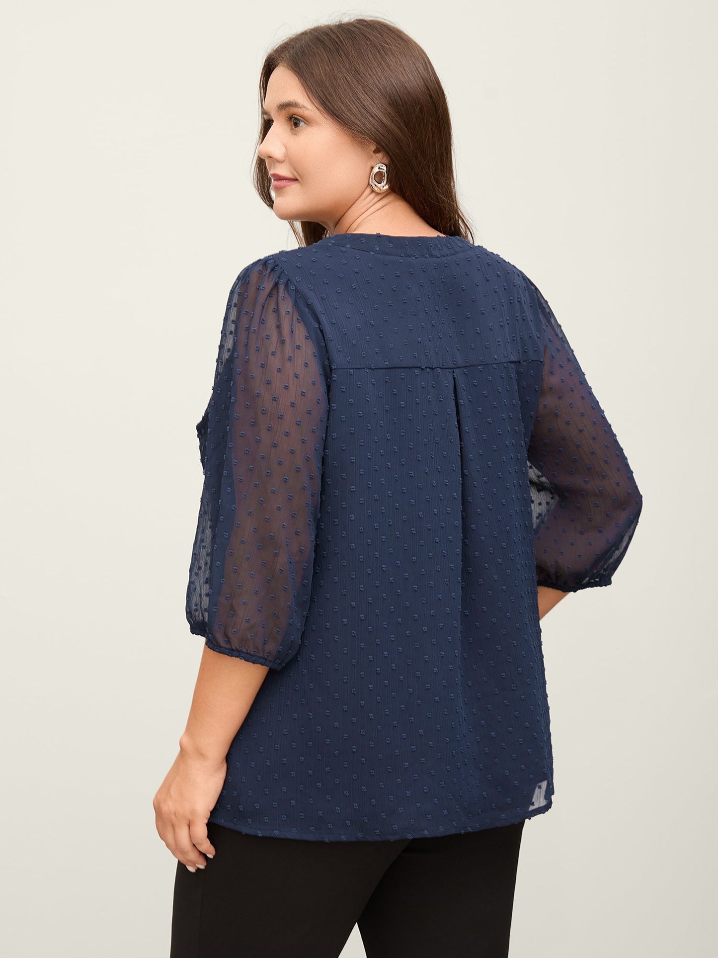 Polka Dots Sheer Textured Blouse