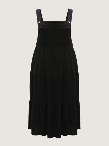 Pure Cotton Diagonal Pockets Midi Dress