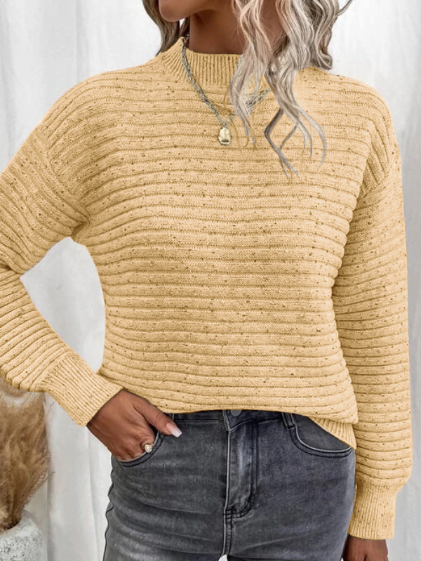 Mock Neck Drop Shoulder Sweater