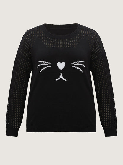 Jacquard Cut-Out Solid Pullover