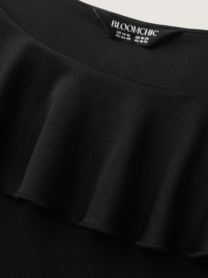 Pleated Ruffled Off-Shoulder Midi Dress