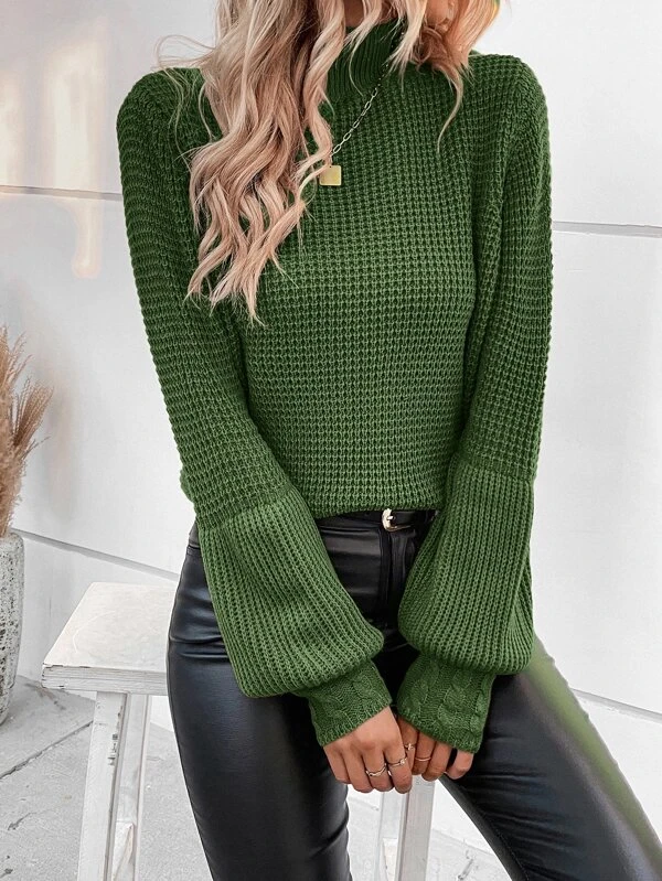 Solid Color Knitted Casual Sweater