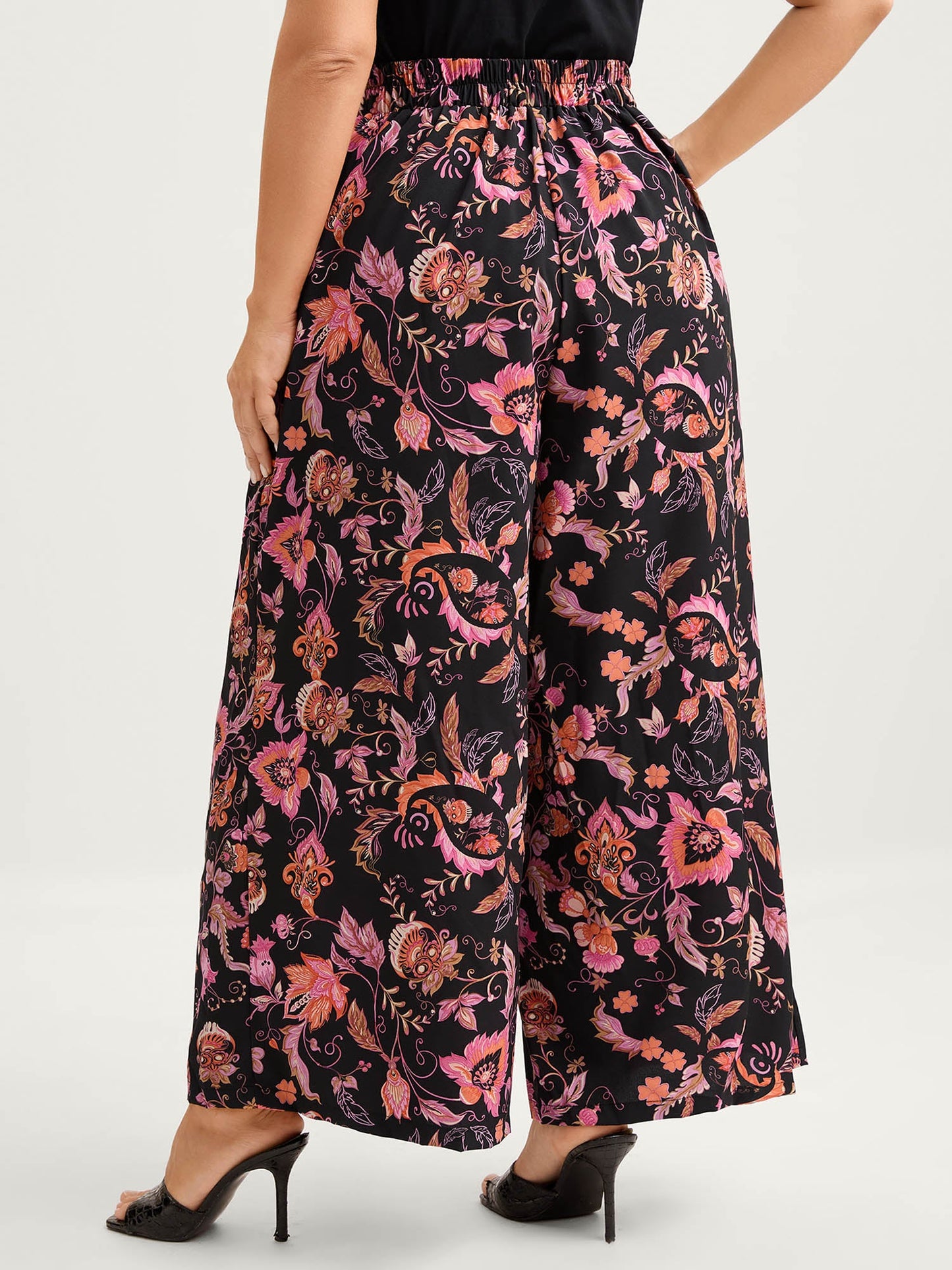 Paisley Print Wide-Leg Pants