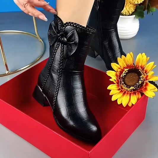 Handmade Leather Mid-tube Plus Velvet Boots