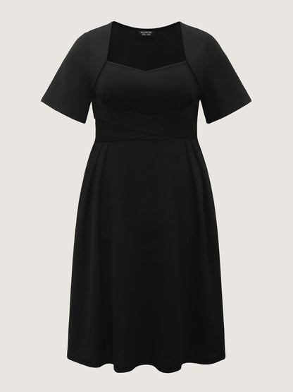 Super Stretchy Overlap Waist Midi Dress