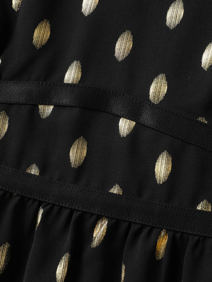 Shimmery Sequin Polka Dots Waist-Cinched Blouse