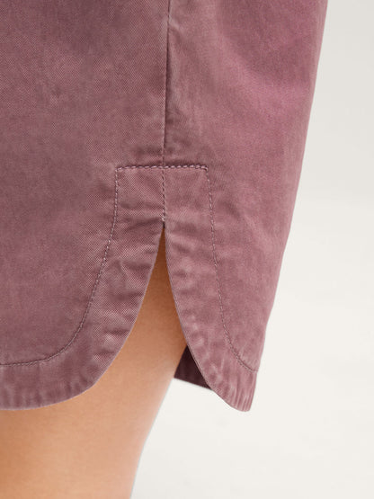 Cotton Shirred Wide Waistband Hem Slit Pants