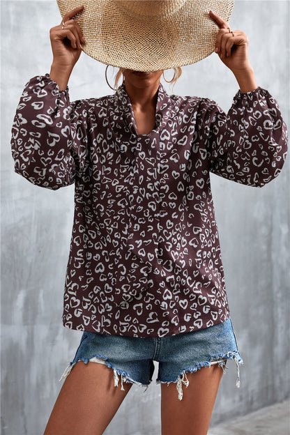 Hot Sale V Neck Tie Vintage Print Tops