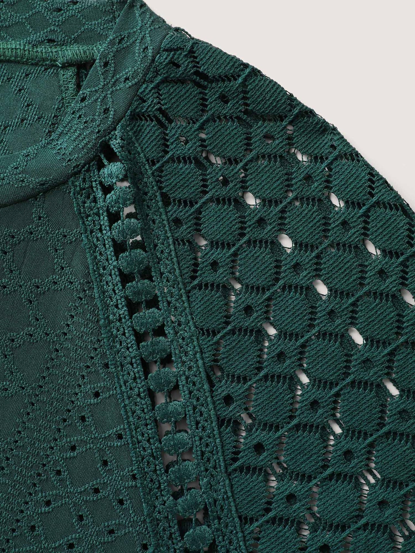 Eyelet Trim Lace Cut-Out Solid T-Shirt