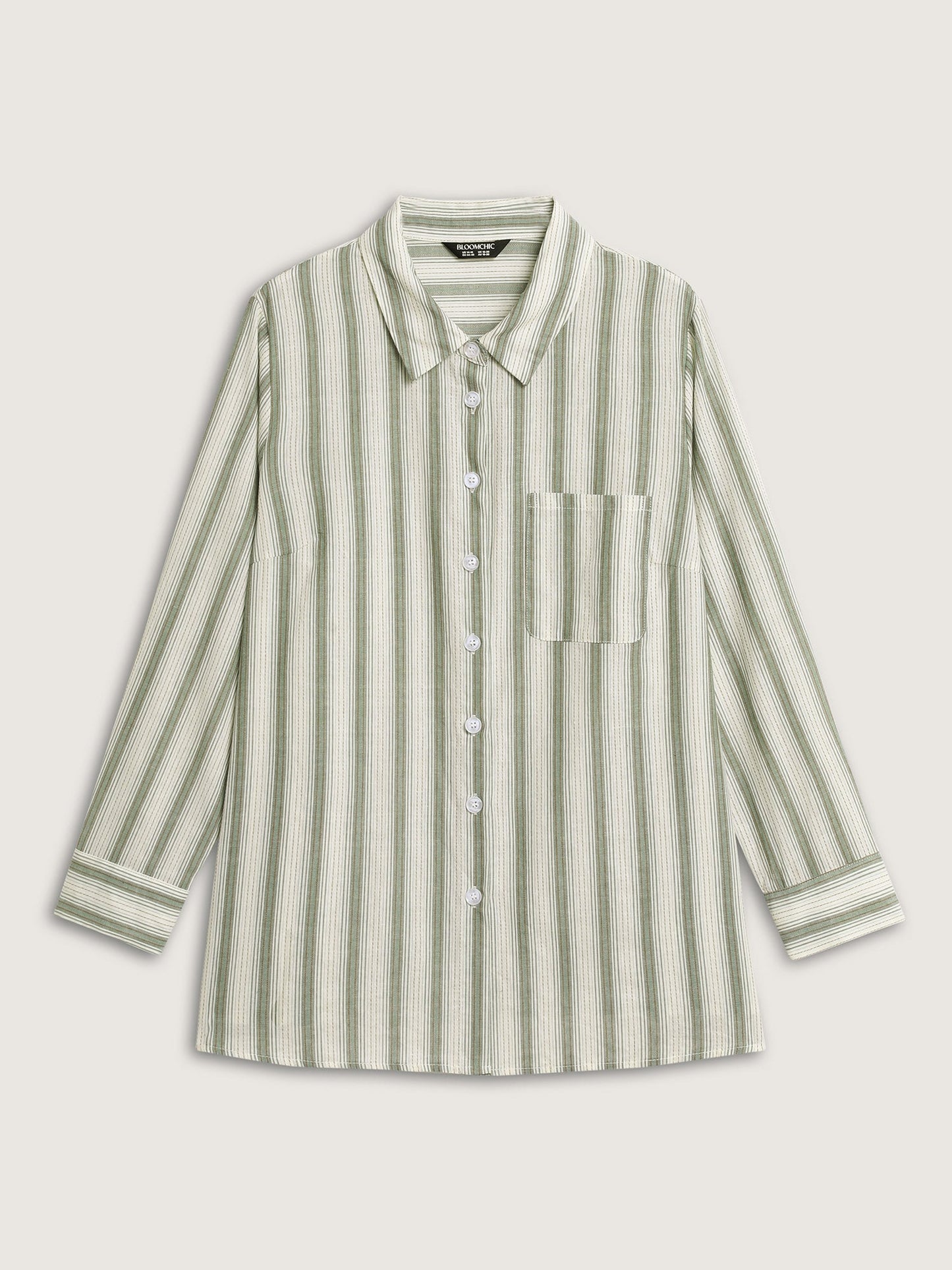 Cotton Stripes Pocket Button-Down Shirt