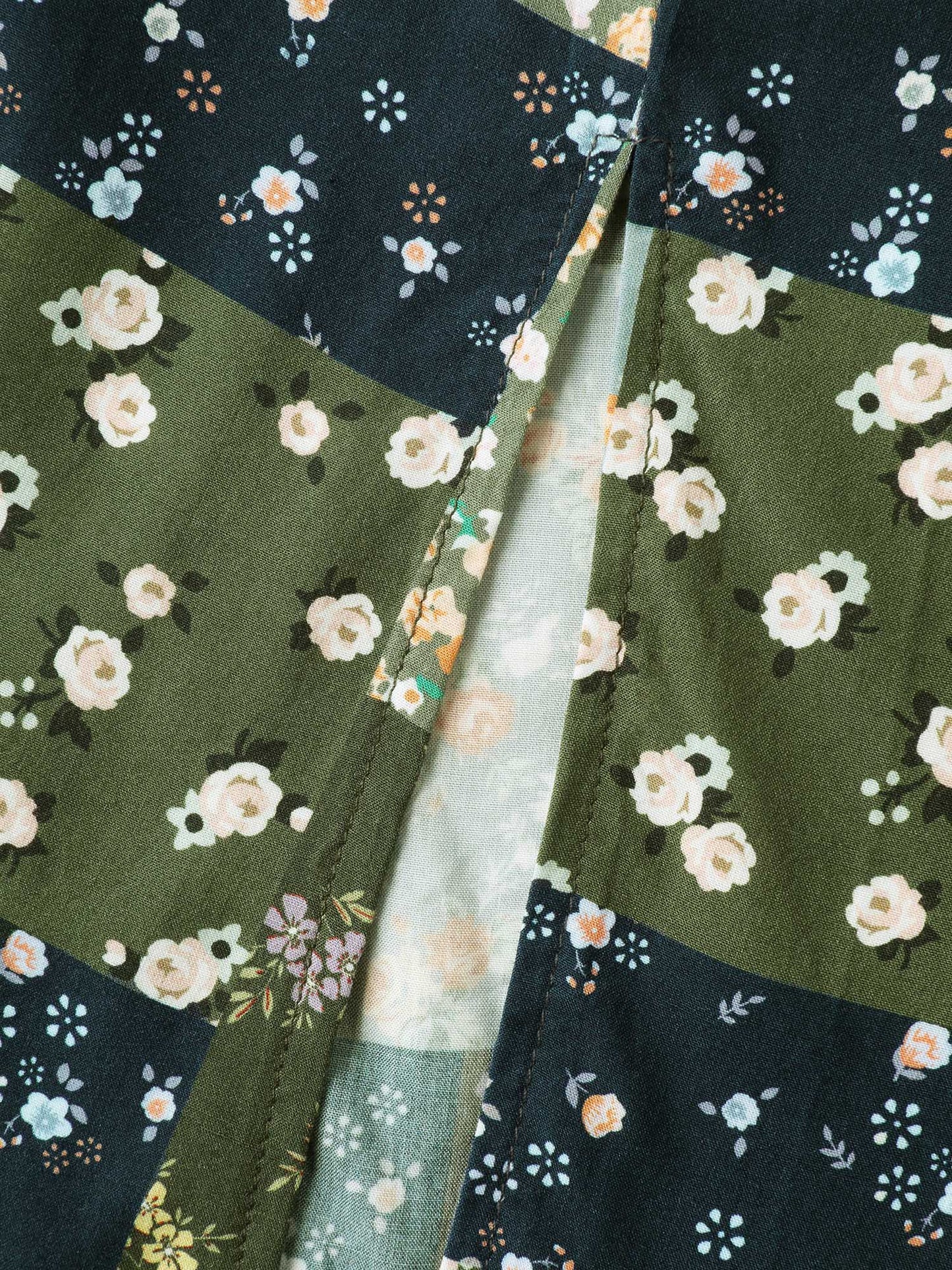 Floral Split Hem Neck Tie Midi Dress