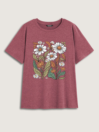Blooming Florals Round Neck T-Shirt