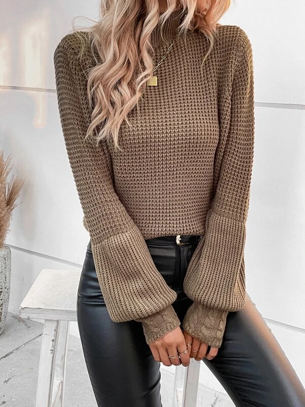 Solid Color Knitted Casual Sweater