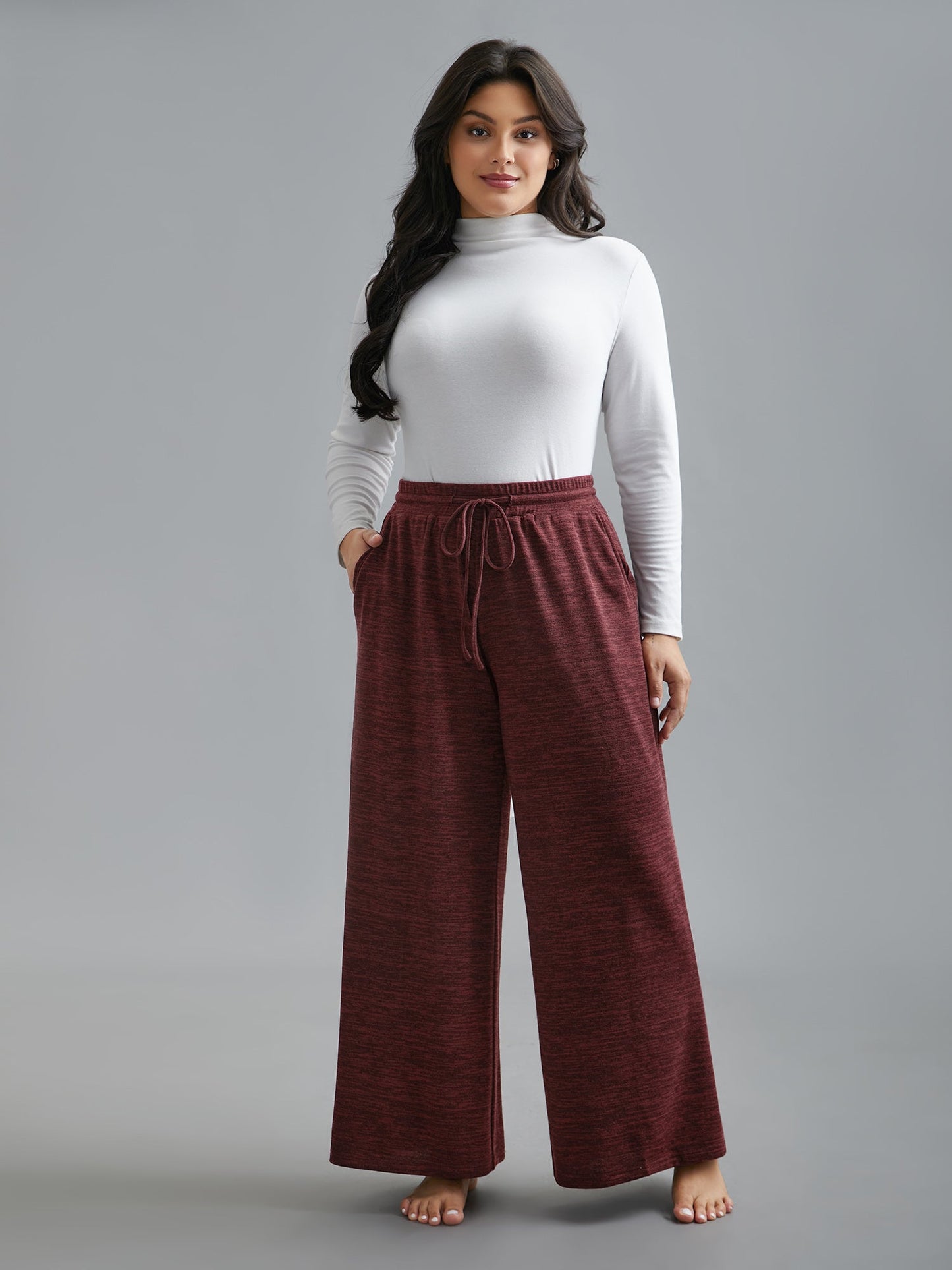 Heather Drawstring Loose Lounge Bottoms