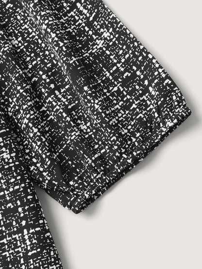 Tweed Print Knot Neck Blouse