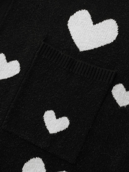 Love Jacquard Pockets Knit Cardigan