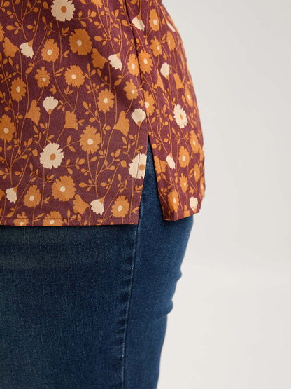Floral Printed Layered Ruffled Sleeve Blouse